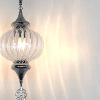 Pyrex Glass Clear Pendant Lamp Striped Pattern