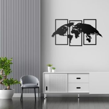 Weltkarte Wandbild Kanvas 100x52 & 124x65 cm – Modernes Wanddekor