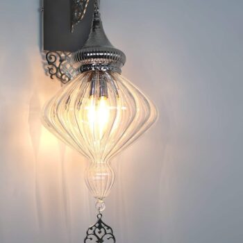 Clear Pyrex Glass Turkish Wall Lamp Blown Handmade Glass