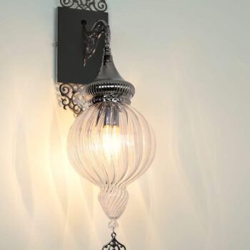 Turkish Pyrex Wall Lamp Clear Glass Handmade Blown Globe