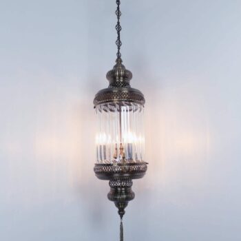 Turkish Lantern Pyrex Glass Clear Pendant Light Big Cylinder Lamp
