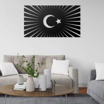 Ay & Yıldız Metall Türkische Flagge Wandbild 30x66 cm | Modern Türkisch Wanddeko