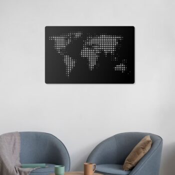 Weltkarte Wandbild Punkt-Design 50x76 & 70x90 cm – Modernes Wanddekor