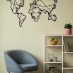 Metall Weltkarte Wanddeko Menschliches Design 50x80 70x100 Handarbeit