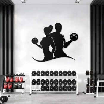 Fitness GYM Box Wandbild Sporthalle 75x62 cm – Metall Wanddekor