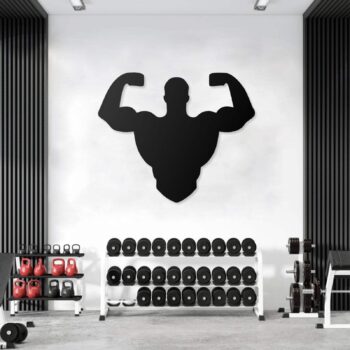 Fitness GYM Box Wandbild Sporthalle 75x62 cm – Metall Wanddekor