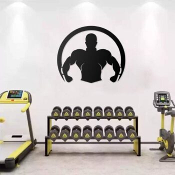 Fitness GYM Box Wandbild Sporthalle 75x62 cm – Metall Wanddekor