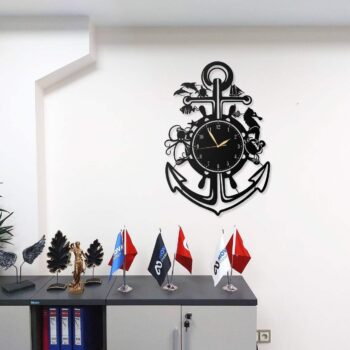 Metall Wanduhr Anker Design 40x60 cm Maritime Uhr Nautische Wanddeko