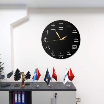 Metall Wanduhr Japanisches Zahlen Design 40x40 cm Deko Uhr Modern