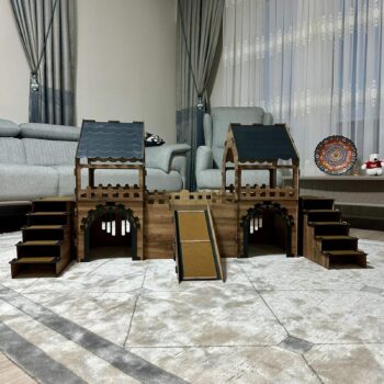 Luxuriöses Kaninchenschloss aus Holz mit Terrasse und Turm Zweistöckiges Kaninch