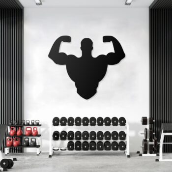 Fitness GYM Box Wandbild Sporthalle 75x62 cm – Metall Wanddekor