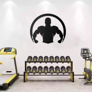 Fitness GYM Box Wandbild Sporthalle 75x62 cm – Metall Wanddekor