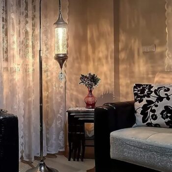 Türkische Mosaik Stehlampe - Elegante Marokkanische Silber Lampe aus Glas