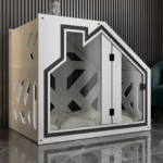 Moderne Hundehütte Katzenhaus aus Holz Indoor Hundehaus Katzenhöhle mit Kissen