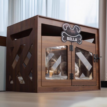 Moderne Hundehütte Katzenhaus aus Holz Indoor  Katzenhöhle mit Kissen