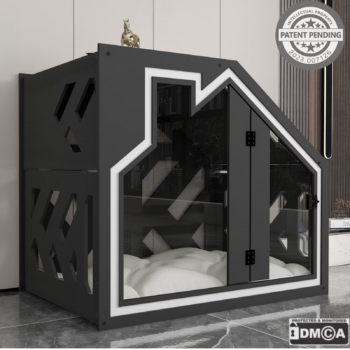 Moderne Hundehütte Katzenhaus aus Holz Indoor Hundehaus Katzenhöhle mit Kissen