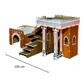 Modulares Hasenschloss Walnuss Weisse Kaninchenvilla mit Spielbereichen