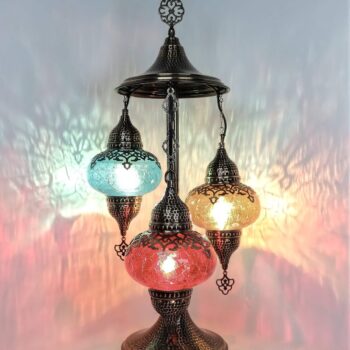 Turkish 3-Globe Bedside Lamp Cracked Pattern