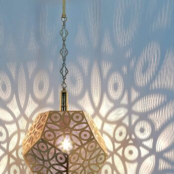 Turkish Pattern Moroccan Hanging Lamp Gold Color