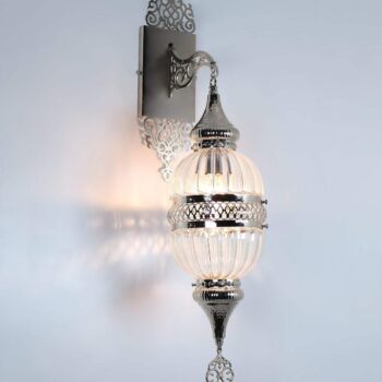 Wandleuchte aus Pyrex-Glas Handgefertigte Silberne Kugel-Lampe im Design