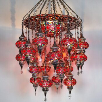 Großer Türkischer Mosaik Kronleuchter - 24 Kugeln Restaurant Pendelleuchte