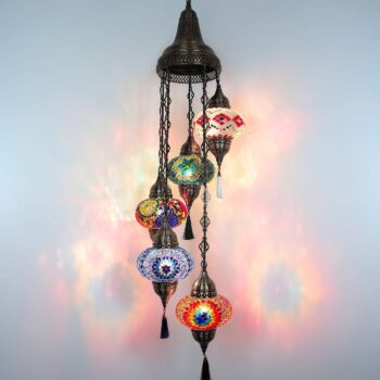 Türkischer Mosaik Kronleuchter | 5 Kugeln Farbenfrohes Neues Modell