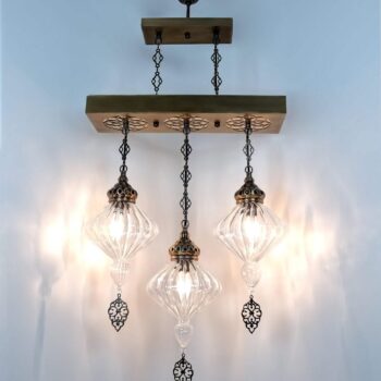 Pyrex Glas Kronleuchter - 3 Globe Türkische Handmade Deckenleuchte