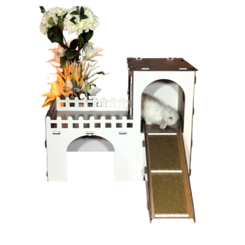 Großes Kaninchenschloss aus schwarzer und weißer Eiche mit Turm zweistöckiger Ka