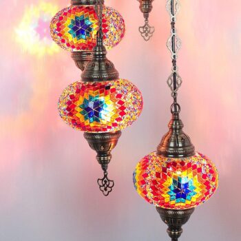 Türkischer Mosaik Kronleuchter - 3 Kugeln Orientalische Deckenleuchte
