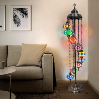 Türkische Mosaik Stehlampe 9 Kugeln - Orientalische Bodenlampe Boho Stil