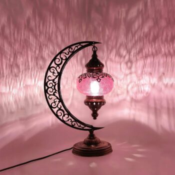 Türkische Mond - Tischlampe Glas mit Rissmuster