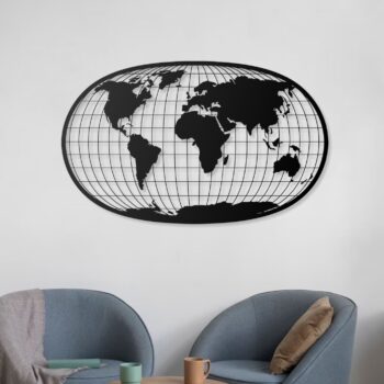 🌍 Metall Weltkarte Elips & Quadratmuster 50x80 70x100 Handarbeit