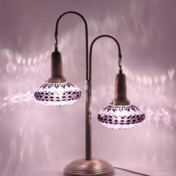 Turkish Handmade Mosaic Bedside Lamp Purple Color 2 Globe