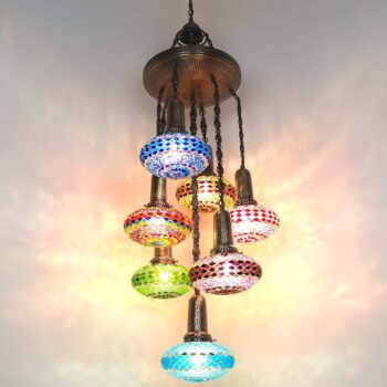 Mosaic Chandelier 7-Globe Turkish Sultan Design