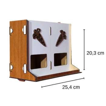 Handgefertigter Heunapf aus Holz für Kaninchen Mittlerer Kaninchennapf mit Karot
