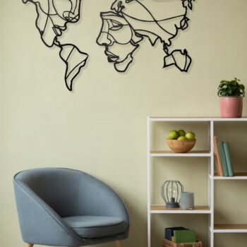Metall Weltkarte Wanddeko Menschliches Design 50x80 70x100 Handarbeit