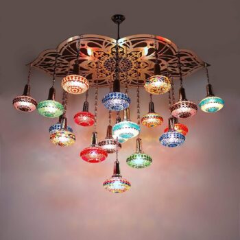 Mosaic Glass Turkish Chandelier Big 19 Globe