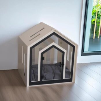 Moderne Hundehütte aus MDF Indoor Hundebox Möbel Katzenhaus & Hundebett Stilvolles Haustierhaus für Hunde & Katzen
