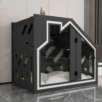 Moderne Hundehütte aus MDF Indoor Hundebox Möbel Katzenhaus & Hundebett Stilvolles Haustierhaus für Hunde & Katzen