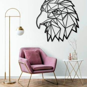 Geometrische Hirsch Metall Wanddeko 50x50 cm – Moderne 3D Wandkunst aus Stahl, Handgefertigte Tier Wanddekoration – Rostfrei, Matt Schwarz, Minimalistische Wohnzimmer Wandkunst