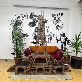 Eiffelturm Kaninchenhaus – 3‑stöckiges Hasenhaus aus MDF mit Rampen & Türen – XXL Kaninchenburg, zerlegbar, inspiriert vom Pariser Wahrzeichen – 190 cm hoch für 2–4 Kaninchen (eiche-Schwarz, N)